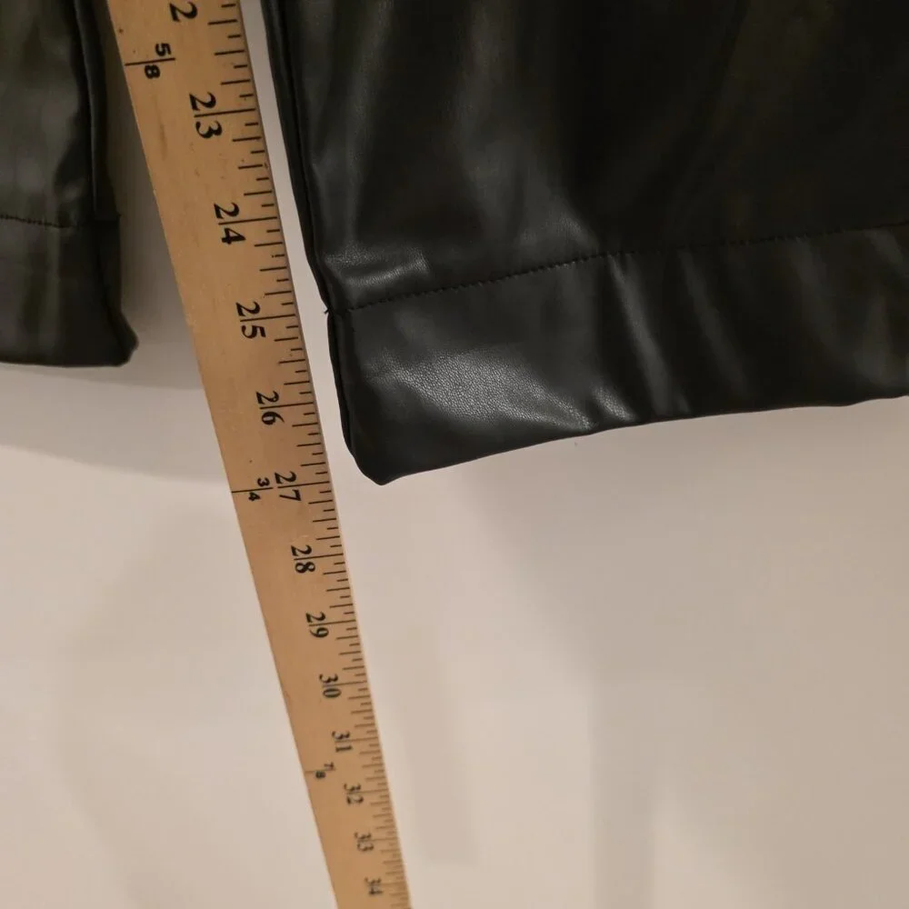 Mi Ami For Francescas Faux‎ Leather Paperbag Pants Black Tie-Waist Large NEW